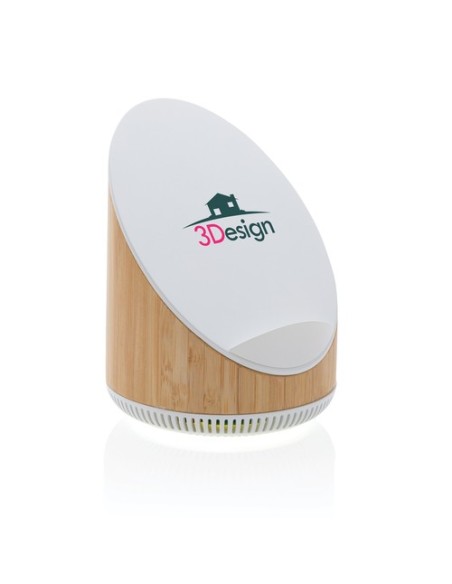 Altavoz bambú Ovate de 5W con cargador inalámbrico de 15W