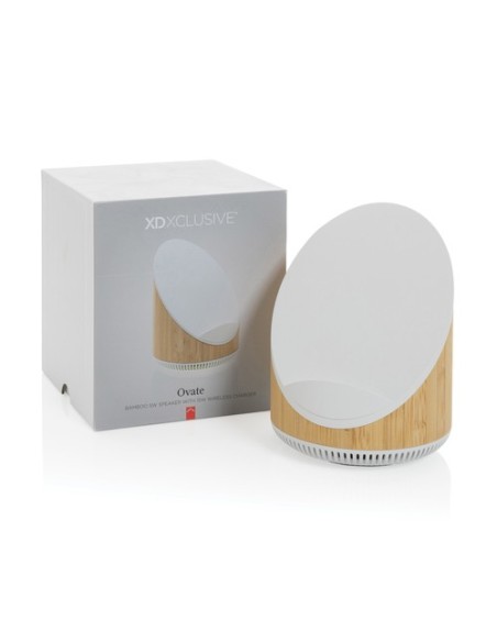 Altavoz bambú Ovate de 5W con cargador inalámbrico de 15W