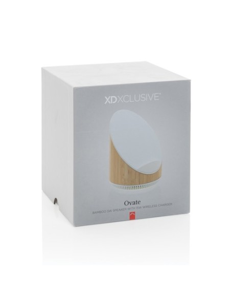 Altavoz bambú Ovate de 5W con cargador inalámbrico de 15W