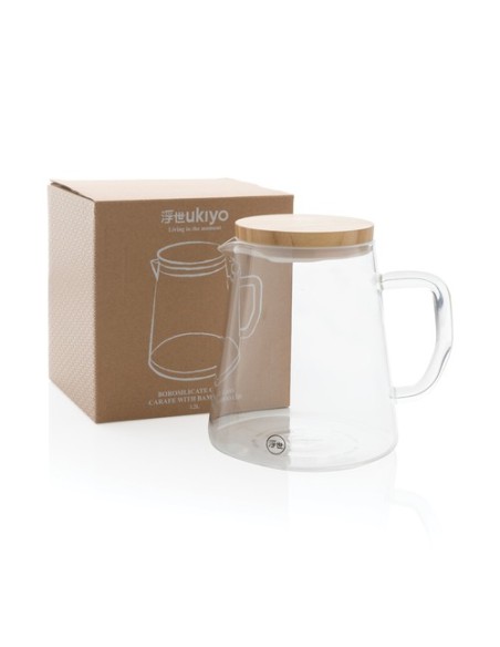 Jarra de vidrio borosilicato Ukiyo con tapa de bambú 12L