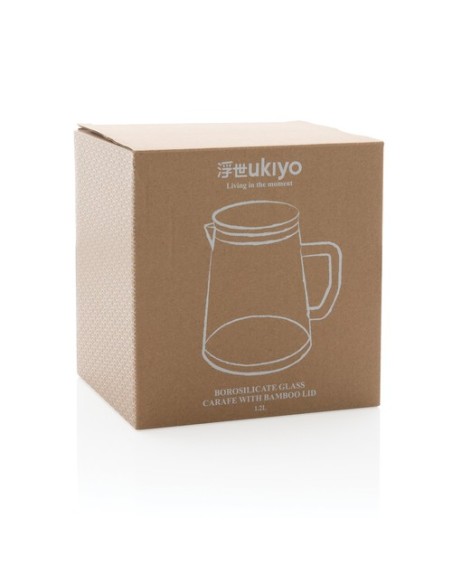 Jarra de vidrio borosilicato Ukiyo con tapa de bambú 12L