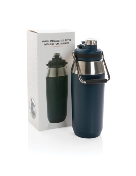 Botella al vacío 1L acero inoxidable con tapa doble función