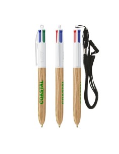 BIC 4 Colours Wood Style with Lanyard