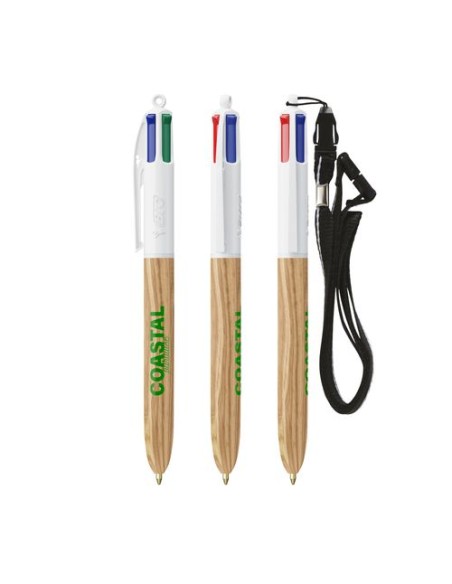 BIC 4 Colours Wood Style with Lanyard