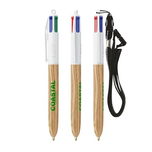 BIC 4 Colours Wood Style with Lanyard