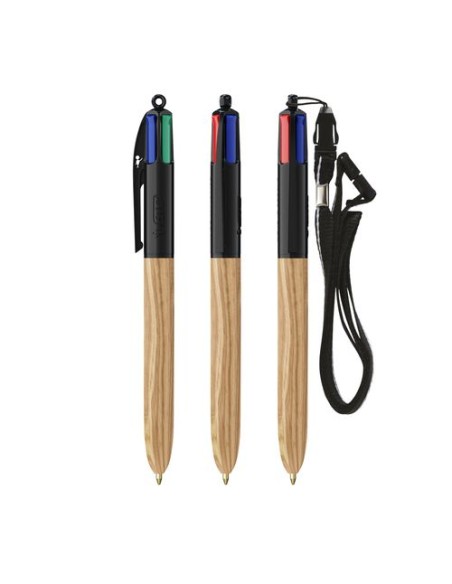 BIC 4 Colours Wood Style with Lanyard