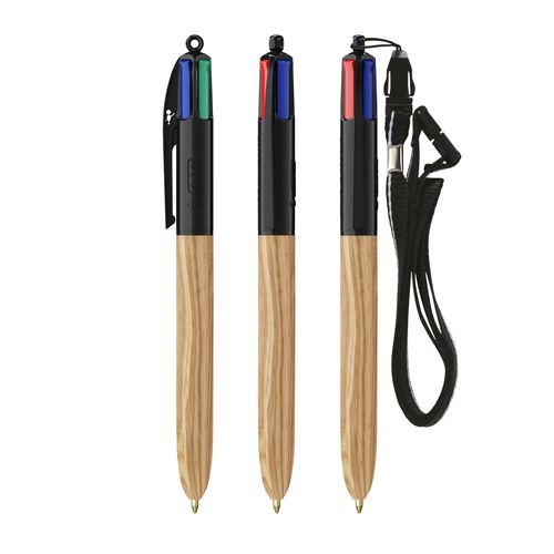 BIC 4 Colours Wood Style with Lanyard