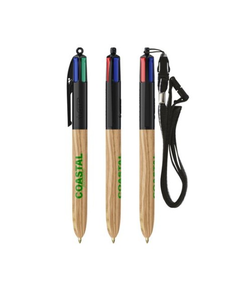 BIC 4 Colours Wood Style with Lanyard