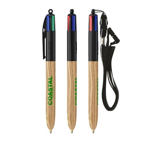 BIC 4 Colours Wood Style with Lanyard