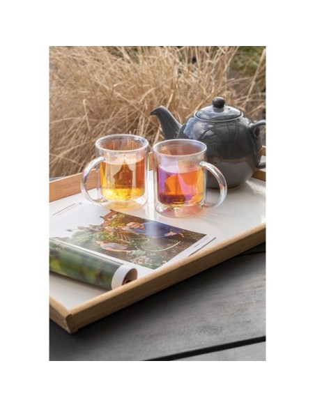 Taza de lujo de vidrio galvanizado de doble pared