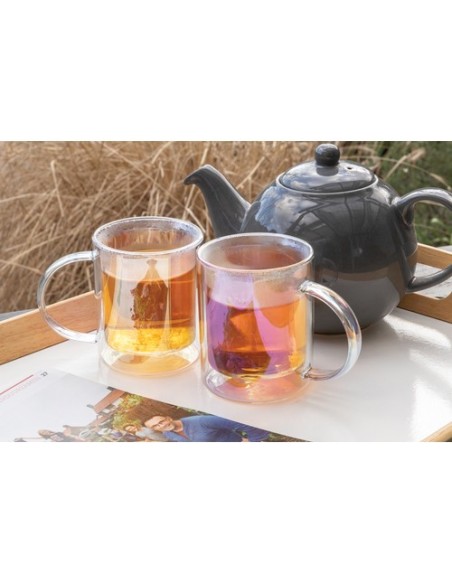 Taza de lujo de vidrio galvanizado de doble pared