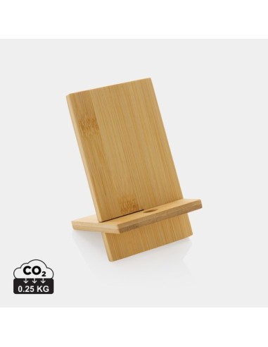 Soporte para teléfono de bambú en caja kraft