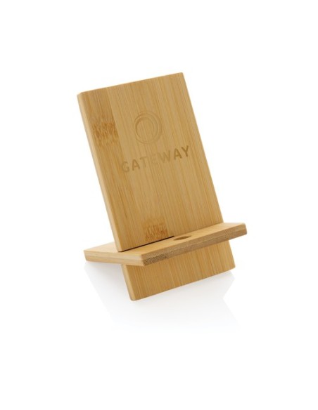 Soporte para teléfono de bambú en caja kraft