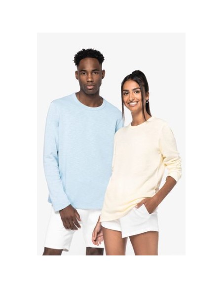 Sudadera ecorresponsable de cuello redondo efecto lavado French Terry unisex