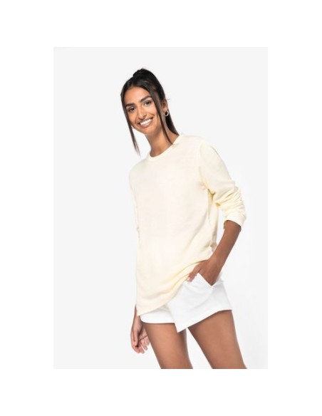 Sudadera ecorresponsable de cuello redondo efecto lavado French Terry unisex