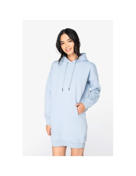 Vestido tipo sudadera ecorresponsable con capucha mujer