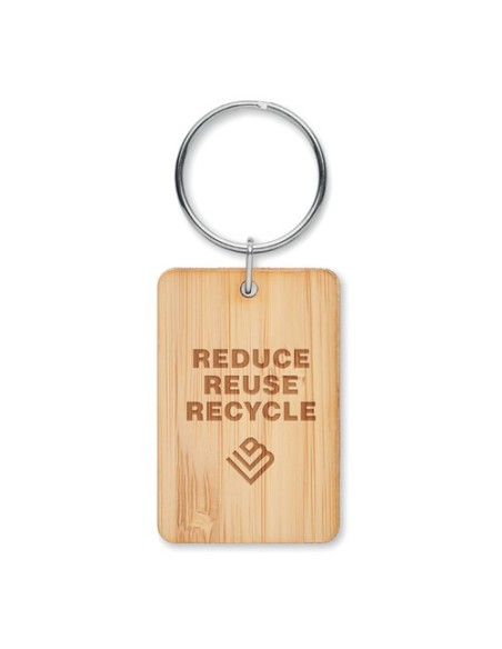 ANGLEBOO Llavero rectangular de bambú