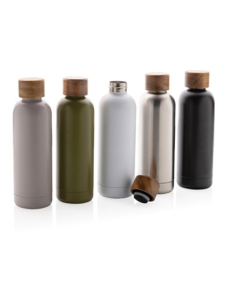 Botella Wood de acero inoxidable reciclado certificado RCS