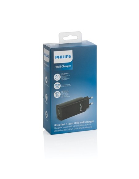 Cargador de pared USB de 3 puertos Philips de 65 W ultra ráp