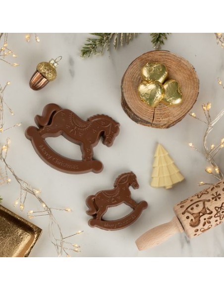 3 piezas DE MINI chocolates DE CABALLO MECEDOR