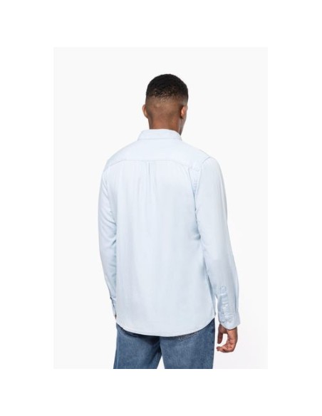 Camisa de algodón sarga efecto lavado hombre