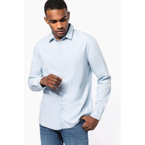 Camisa de algodón sarga efecto lavado...