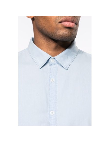 Camisa de algodón sarga efecto lavado hombre