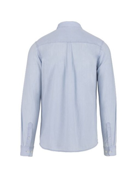 Camisa de algodón sarga efecto lavado hombre