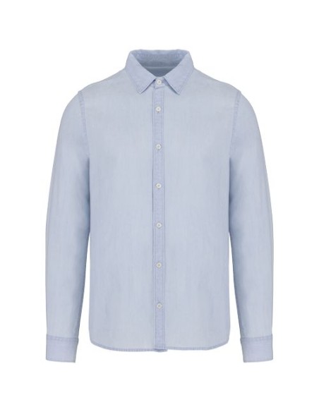 Camisa de algodón sarga efecto lavado hombre