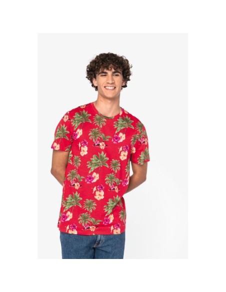 Camiseta ecorresponsable con estampado tropical hombre