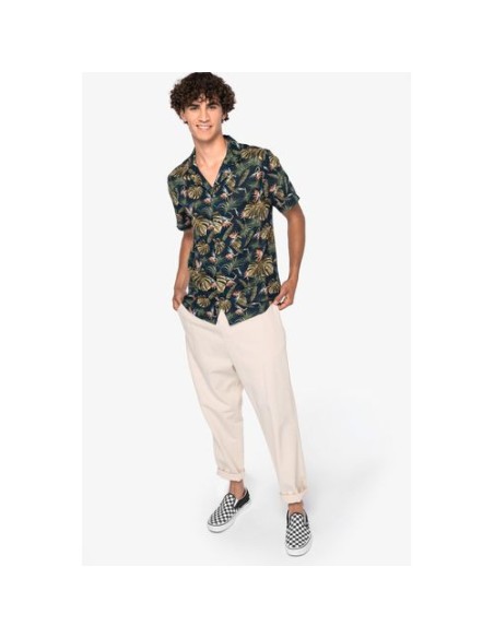 Camisa ecorresponsable con estampado hawaiano hombre