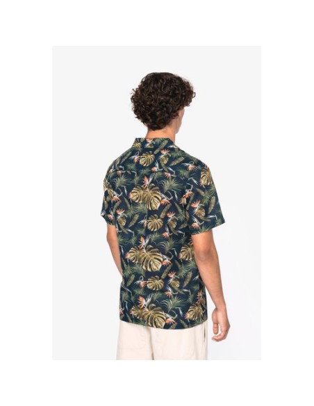 Camisa ecorresponsable con estampado hawaiano hombre