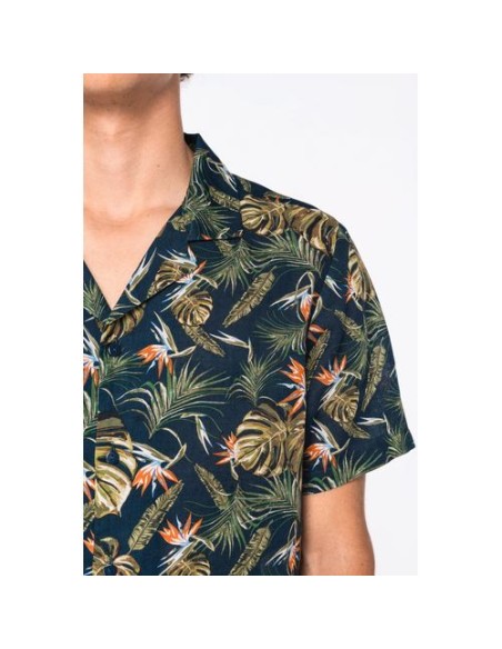 Camisa ecorresponsable con estampado hawaiano hombre