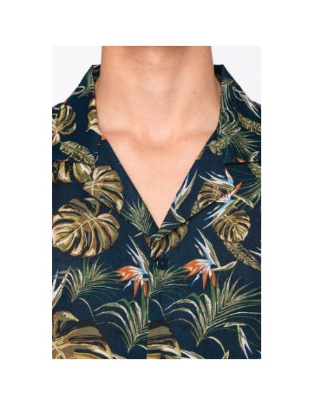 Camisa ecorresponsable con estampado hawaiano hombre