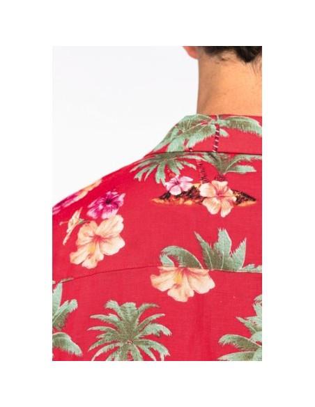Camisa ecorresponsable con estampado hawaiano hombre