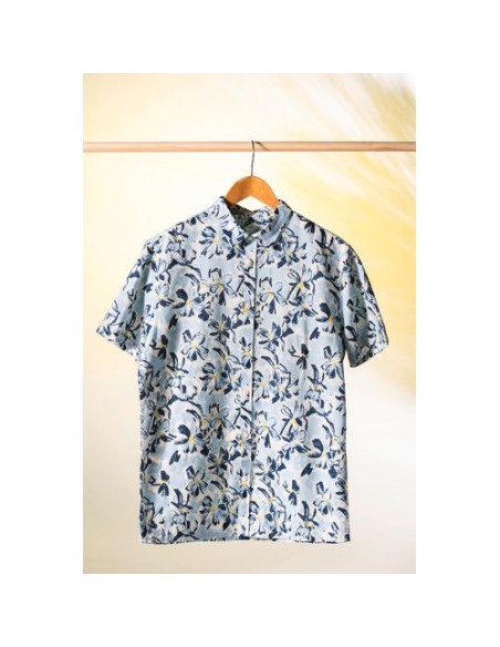 Camisa ecorresponsable con estampado vegetal hombre