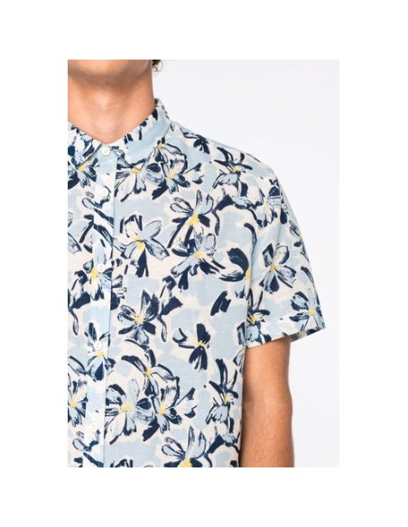 Camisa ecorresponsable con estampado vegetal hombre