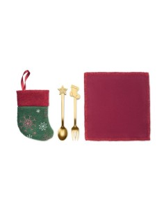 HOLLYWARE Set cubierto postres navideños 2