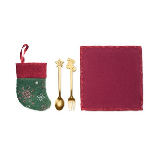 HOLLYWARE Set cubierto postres navideños