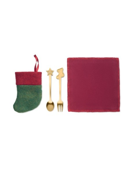 HOLLYWARE Set cubierto postres navideños
