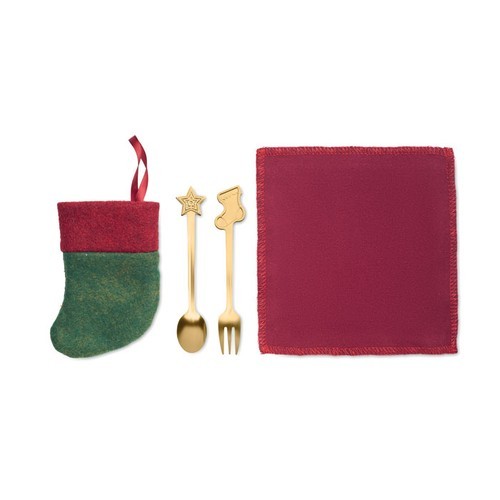 HOLLYWARE Set cubierto postres navideños