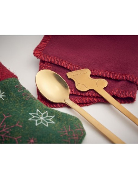 HOLLYWARE Set cubierto postres navideños