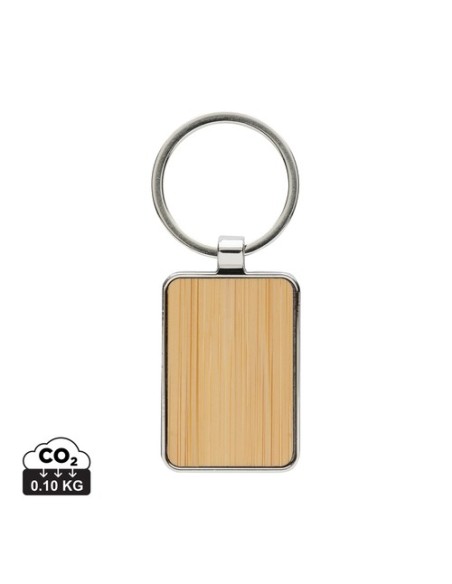 Llavero rectangular aleación de zinc reciclado RCS con bambú