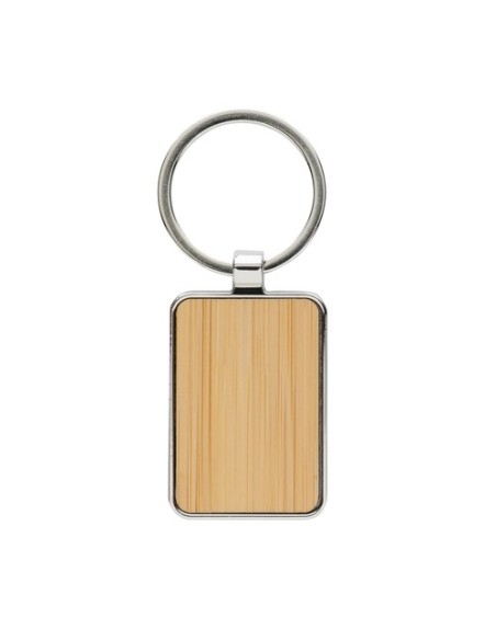 Llavero rectangular aleación de zinc reciclado RCS con bambú