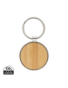 Llavero redondo de aleación de zinc reciclado RCS con bambú