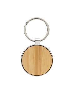 Llavero redondo de aleación de zinc reciclado RCS con bambú 2