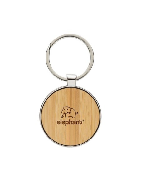 Llavero redondo de aleación de zinc reciclado RCS con bambú