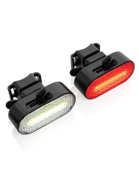 Set luces bicicleta recargables USB plástico reciclado RCS