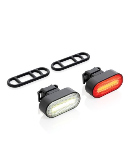 Set luces bicicleta recargables USB plástico reciclado RCS