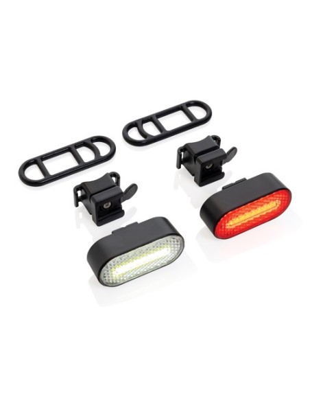 Set luces bicicleta recargables USB plástico reciclado RCS